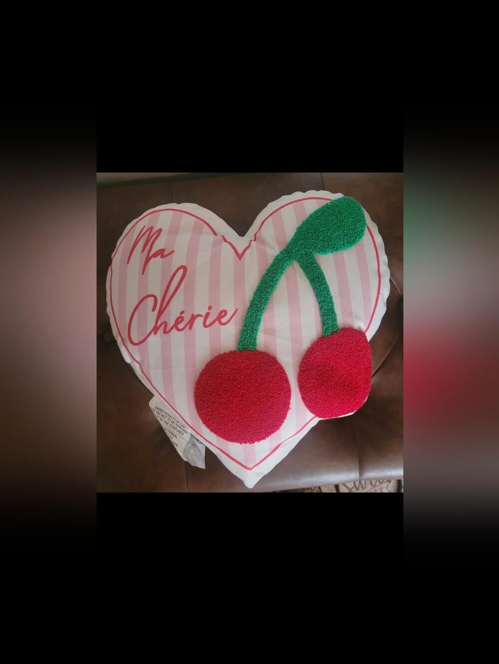 Ma Cherie Adorable Cherry Heart Accent Pillow